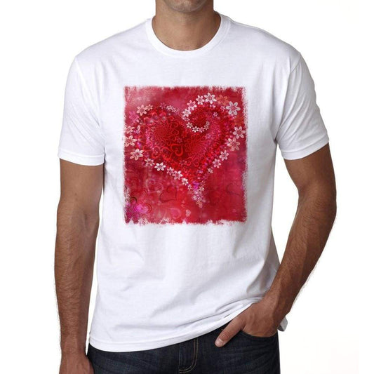 Valentines Day Flowers Mens Tee White 100% Cotton 00156