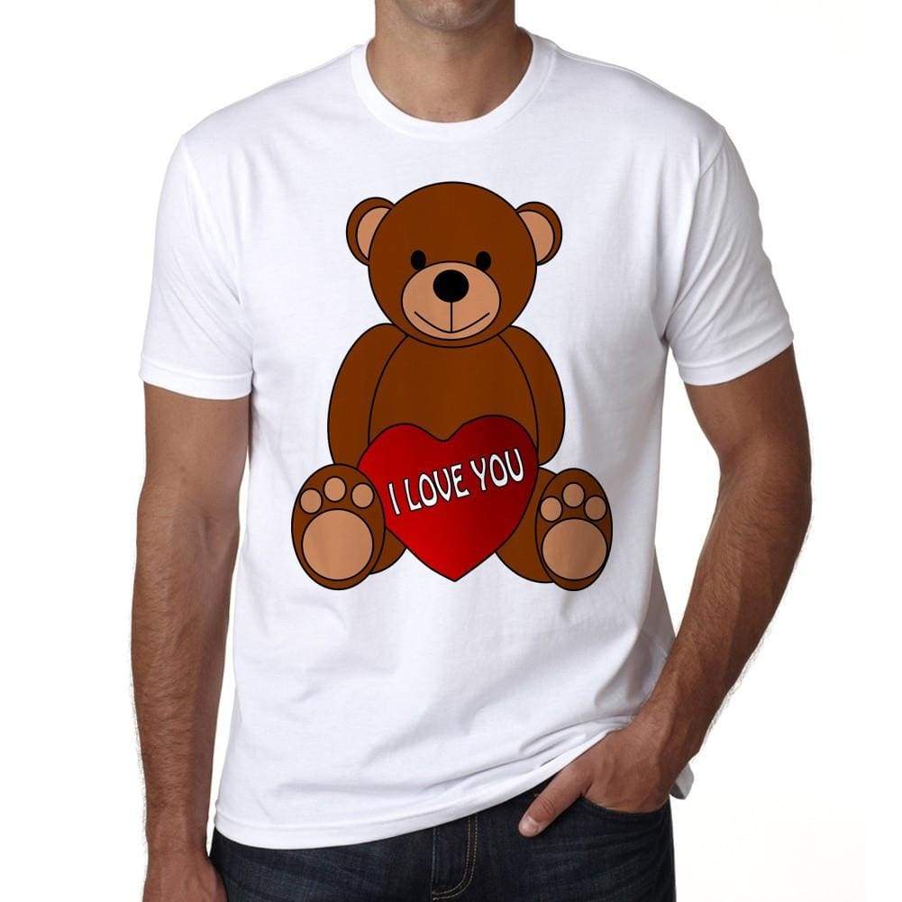 Valentines Day Teddy Bear Mens Tee White 100% Cotton 00156