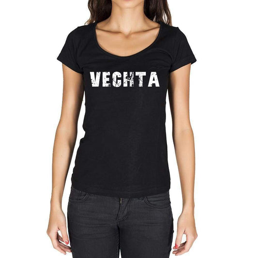 Vechta German Cities Black Womens Short Sleeve Round Neck T-Shirt 00002 - Casual