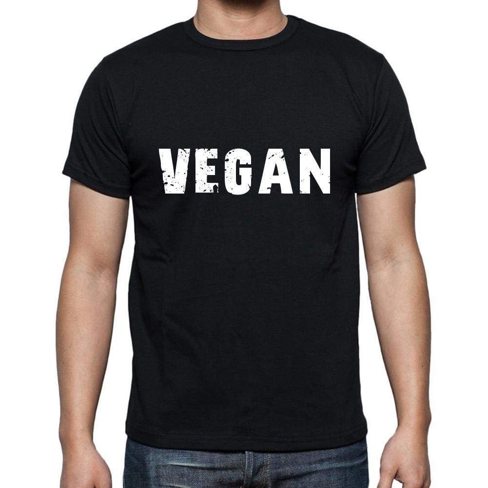 Vegan Mens Short Sleeve Round Neck T-Shirt 5 Letters Black Word 00006 - Casual