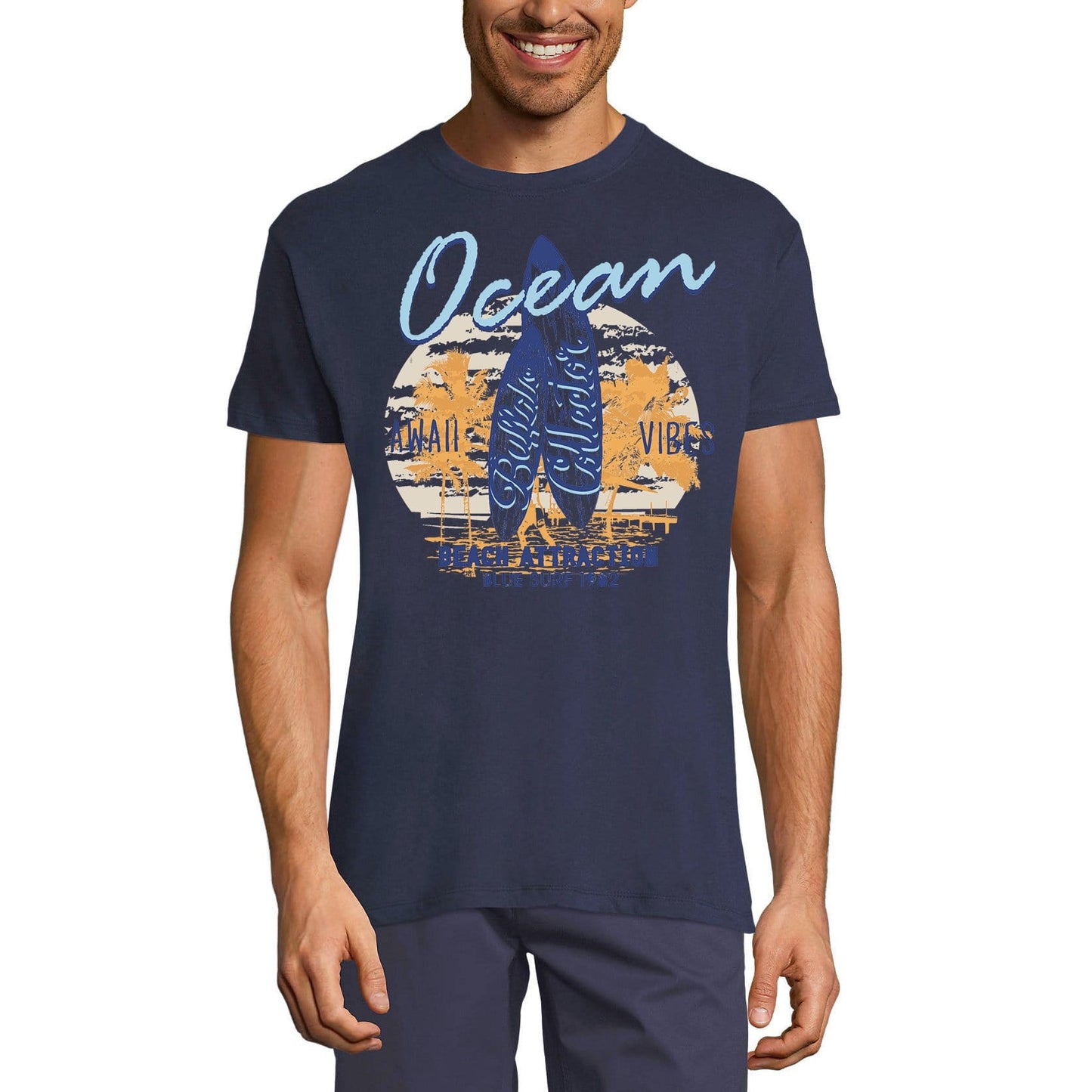 ULTRABASIC Men's Novelty T-Shirt Ocean Awaii Vibes Beach Attraction - Surf Tee Shirt