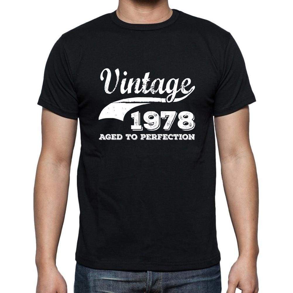 Vintage 1978 Aged To Perfection Black Mens Short Sleeve Round Neck T-Shirt 00100 - Black / S - Casual