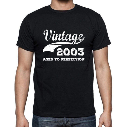 Vintage 2003 Aged To Perfection Black Mens Short Sleeve Round Neck T-Shirt 00100 - Black / S - Casual