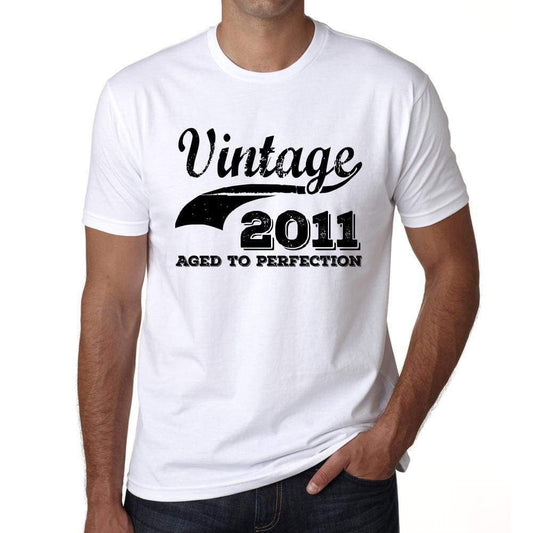 Vintage Aged To Perfection 2011 White Mens Short Sleeve Round Neck T-Shirt Gift T-Shirt 00342 - White / S - Casual