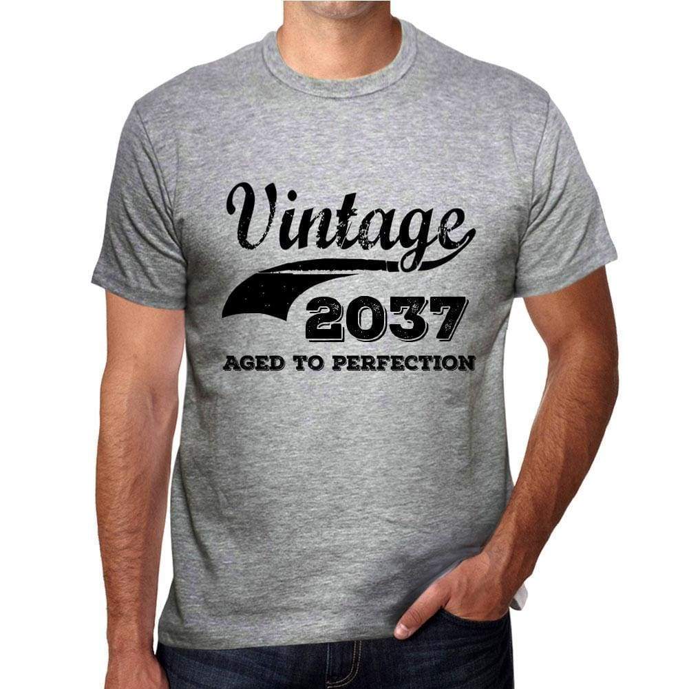 Vintage Aged To Perfection 2037 Grey Mens Short Sleeve Round Neck T-Shirt Gift T-Shirt 00346 - Grey / S - Casual