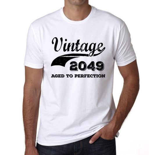Vintage Aged To Perfection 2049 White Mens Short Sleeve Round Neck T-Shirt Gift T-Shirt 00342 - White / S - Casual