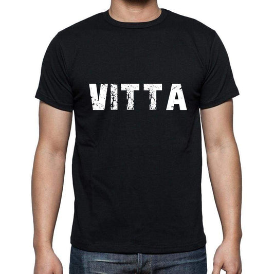 Vitta Mens Short Sleeve Round Neck T-Shirt 5 Letters Black Word 00006 - Casual
