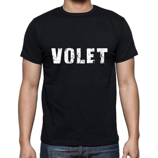 Volet Mens Short Sleeve Round Neck T-Shirt 5 Letters Black Word 00006 - Casual