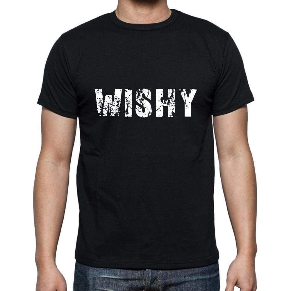 Wishy Mens Short Sleeve Round Neck T-Shirt 5 Letters Black Word 00006 - Casual
