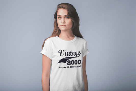 Vintage Aged To Perfection 2000, White, Women's Short Sleeve Round Neck T-shirt, gift t-shirt 00344