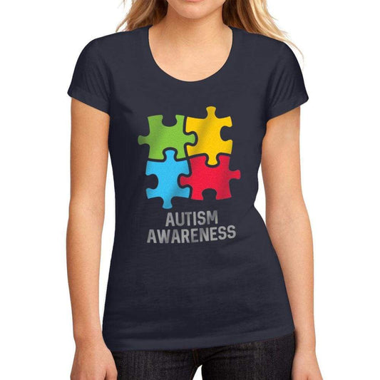 Womens Graphic T-Shirt Autism Awareness French Navy - French Navy / S / Cotton - T-Shirt