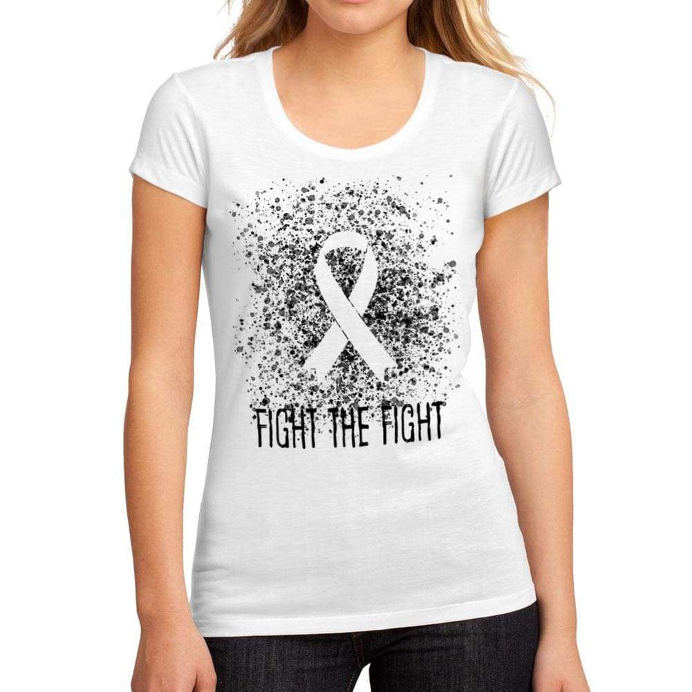 Womens Graphic T-Shirt Cancer Fight The Fight White - White / S / Cotton - T-Shirt