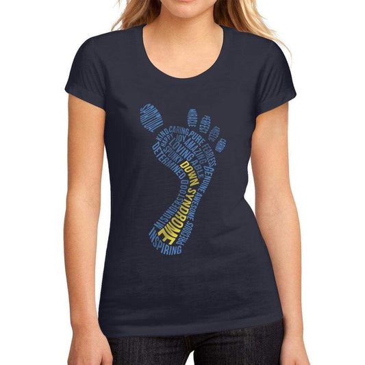 Womens Graphic T-Shirt Down Syndrome Footprint French Navy - French Navy / S / Cotton - T-Shirt