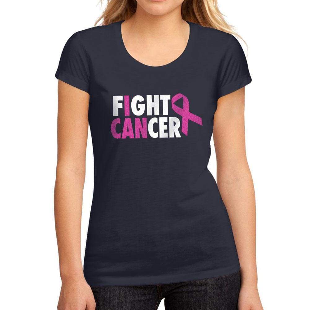 Womens Graphic T-Shirt I Can Fight Cancer French Navy - French Navy / S / Cotton - T-Shirt