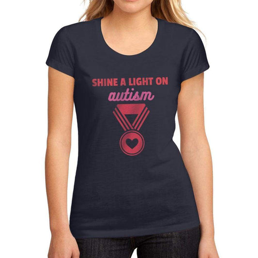 Womens Graphic T-Shirt Shine a Light on Autism French Navy - French Navy / S / Cotton - T-Shirt