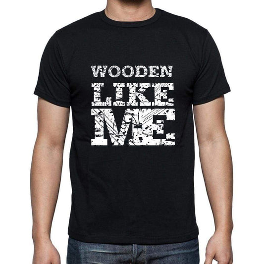 Wooden Like Me Black Mens Short Sleeve Round Neck T-Shirt 00055 - Black / S - Casual