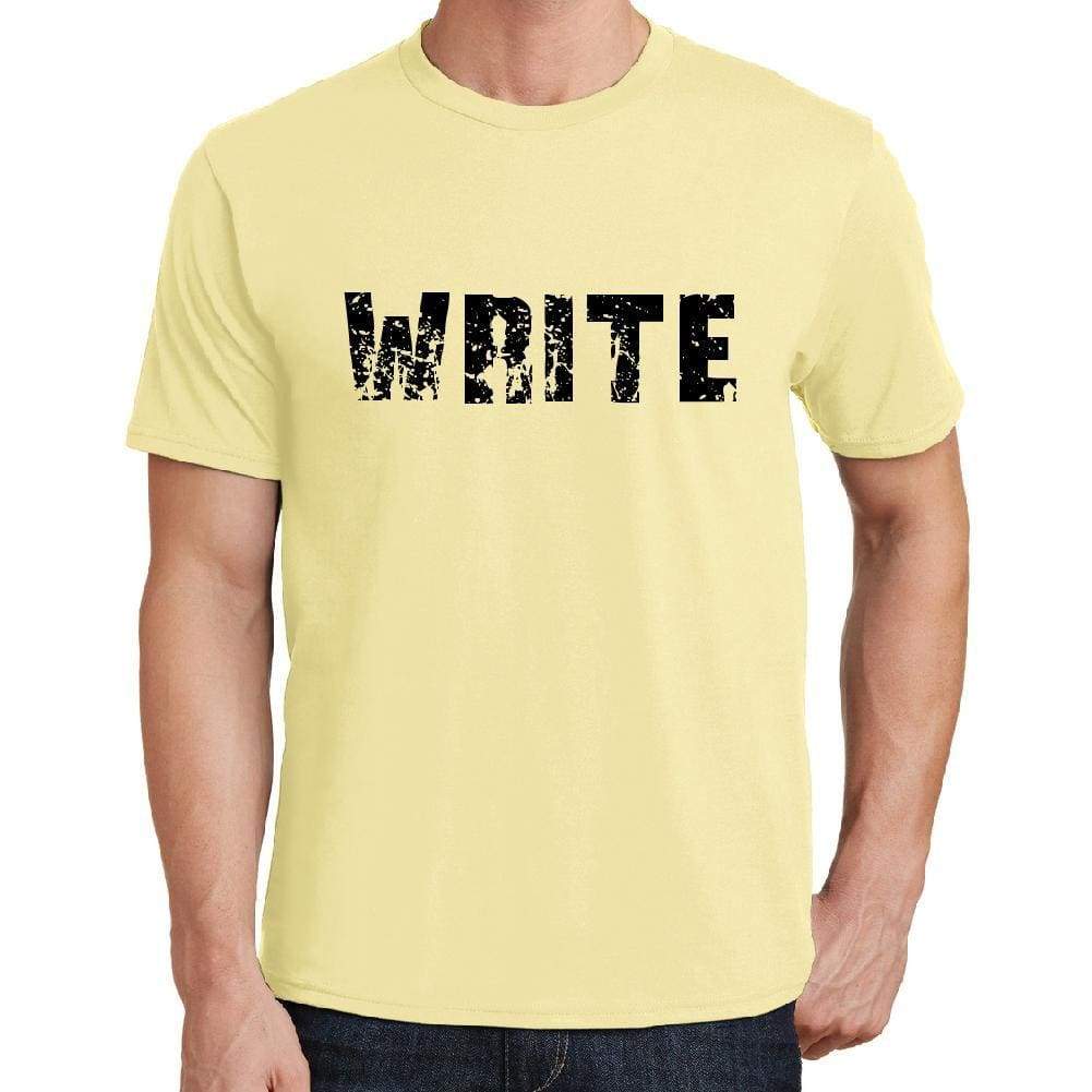 Write Mens Short Sleeve Round Neck T-Shirt 00043 - Yellow / S - Casual
