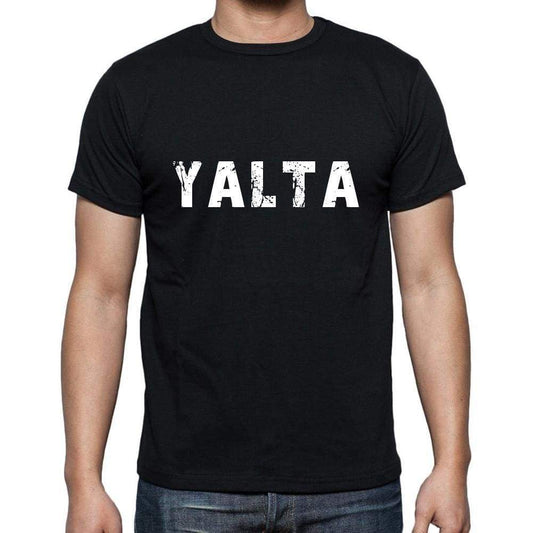 yalta Men's Short Sleeve Round Neck T-shirt , 5 letters Black , word 00006 - Ultrabasic