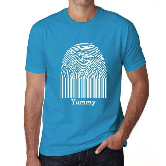 Yummy Fingerprint Blue Mens Short Sleeve Round Neck T-Shirt Gift T-Shirt 00311 - Blue / S - Casual
