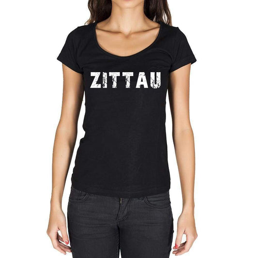 Zittau German Cities Black Womens Short Sleeve Round Neck T-Shirt 00002 - Casual